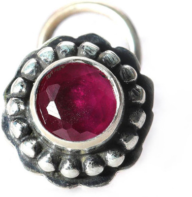 jsaj Ruby Sterling Silver Plated Sterling Silver Nose Stud