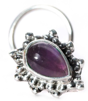 jsaj Amethyst Sterling Silver Plated Sterling Silver Nose Stud