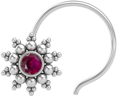 jsaj Ruby Sterling Silver Plated Sterling Silver Nose Stud