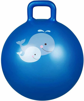 Gruham Mart Bouncy Ball with Handles & Pump / Sit and Bounce Rubber Hop Ball Gym Ball(With Pump)