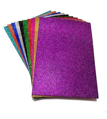SelectionWorld Glitter Self Adhesive Plain Glitter A4 180 gsm Project Paper(Set of 10, Multicolor)