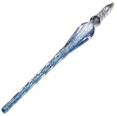 Gold Leaf Glass Pen Sky Blue Glass Dip Pen Vintage Handmade Glass Signature Pen Elegant Crystal Dip Sign Gift Pen Calligraphy(Black)