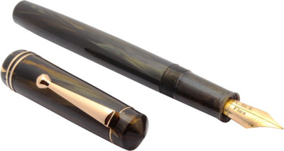 Ledos Ledos Click Aristocrat Marble Fountain Pen 3in1 Ink Filling System Flex Nib With Golden Trims - Brown Fountain Pen(Ink Color - Blue)