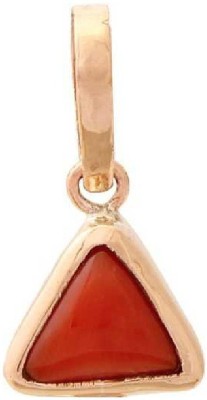 RATAN BAZAAR Coral Pendant Natural Moonga Precious Stone Certified and Astrological Purpose for unisex Gold-plated Stone Pendant