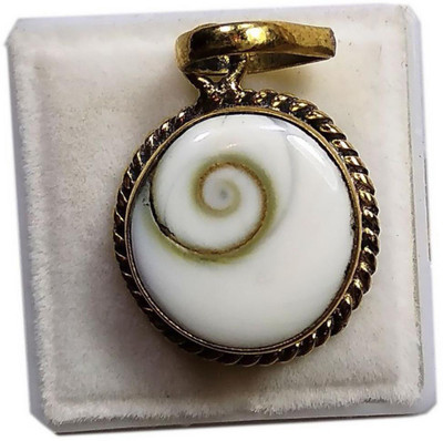 RATAN BAZAAR Gomti Chakra Pendant Original Stone Silver Pendant Gold-plated Stone Pendant