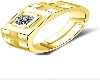 FASHIONERA HUB ADJUSTABLE GOLD PLATED MEN RING Alloy Cubic Zirconia Gold, Rhodium Plated Ring