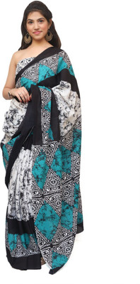 hastshilpi Printed, Color Block, Blocked Printed Daily Wear Pure Cotton Saree(Green)