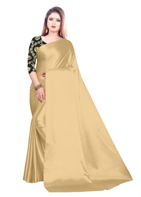 VASUFAB Solid/Plain Daily Wear Satin Saree(Yellow)