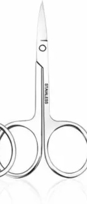 LOWPRICE Rounded Scissors for -Mustache & Beard Trimming Scissors, Safety Use for Eyebrows, Eyelashes - Professional Stainless Steel Scissors Scissors(Set of 1, Silver)