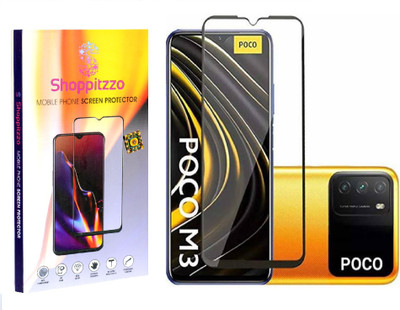 Shoppitzzo Edge To Edge Tempered Glass for Poco M3, 11D, 9H Hardness, Edge to Edge(Pack of 1)