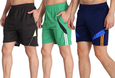 MRD DESIGNER HUB Solid Men Dark Blue, Light Green, Black Running Shorts