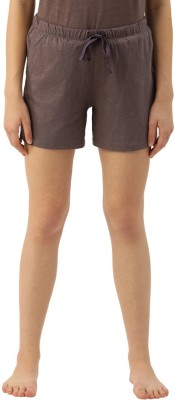 Enamor Solid Women Brown Basic Shorts