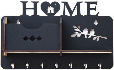 AAYOG CREATIONS Key holder Wood Key Holder(7 Hooks, Black)