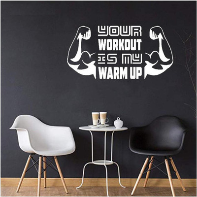 LYOMAN 59 cm yourworkout-wht Self Adhesive Sticker(Pack of 1)