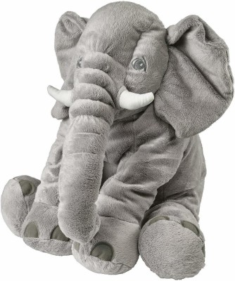 Webby Soft Animal Plush Sitting Elephant Toy  - 40 cm(Grey)