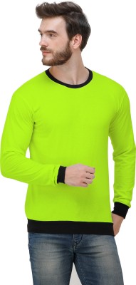Diwazzo Colorblock Men Round Neck Light Green T-Shirt