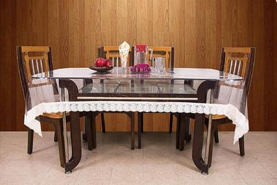 Shri Ganesh Handloom Solid 6 Seater Table Cover(Transparent, PVC)