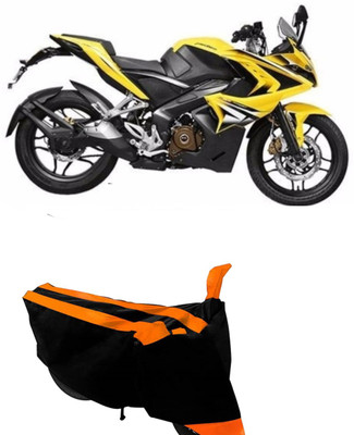 Hynak Two Wheeler Cover for Bajaj(Pulsar RS 200, Orange, Black)