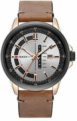 Navmi Analogue Date Clock Quartz Steel Dial Leather Sports Military Men