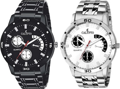 CALYPTO Combo of 2 Luxurious Black & Silver with Black & White...