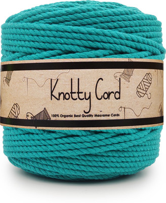 KnottyCord 3 Ply/Twisted Macrame (100 Meters, 4mm) Cotton Cord/Dori Thread for Macrame DIY, Carfts and Other Projects (Sea Green)