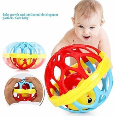 rabison Biggie Ball Rattle Toy for New Born, Babies Soft Rattling Sound, (1 Pcs) Rattle(Multicolor)