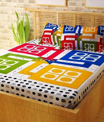 avtar Cotton Queen Flat 165 TC Checkered Bedsheet(Pack of 1, Multicolor)