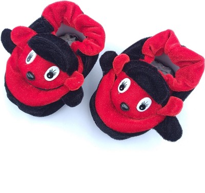 LMN Child Care Booties(Toe to Heel Length - 12 cm, Black, Red)