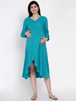 CURVENINE Women High Low Green Dress