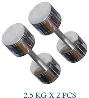srishti enterprises 2.5 Kg * 2 Pcs STEEL CHROME PLATED Fixed Weight Dumbbell(5 kg)