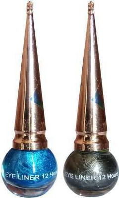 H&N HN Glitter Eyeliner (Blue, Sparkle Black) 5ml-5ml Pack of 2 10 ml(Sparkle Black, Blue)