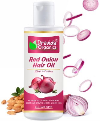 Dravida Organics Red Onion Hair Oil - Hair Regrowth & Hair Fall Control Hair Oil(200 ml)