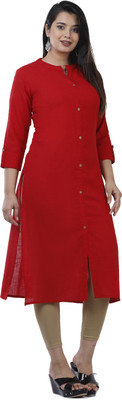 NAIKON Women Solid Straight Kurta(Red)