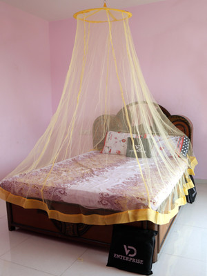 VD Enterprise Nylon Adults Washable Double Bed Mosquito Net(Cream, Ceiling Hung)