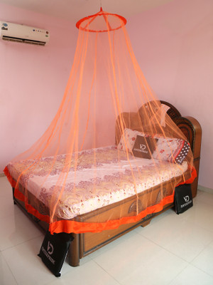 VD Enterprise Nylon Adults Washable Double Bed Mosquito Net(Orange, Ceiling Hung)