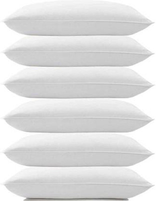 crafly Cotton Solid Sleeping Pillow Microfibre Solid Chair Pad Pack of 6(White)