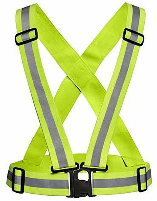 MAHSON High Visibility Protective Safety Reflective Vest Belt Jacket, Night Cycling Reflector Strips Cross Belt Stripes Adjustable Vest Safety Jacket(green)