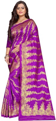 FABFIZA Woven Banarasi Cotton Silk Saree(Magenta)