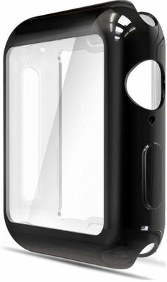 RALGUAT Front and Back Tempered Glass for Compatible Apple Watch 38MM Series 2 / Series 3 Case with Screen Protector 38mm Accessories Slim Guard Thin Bumper Full Coverage Matte Hard Cover Defense Edge for iWatch 38mm (Black)(Pack of 1)