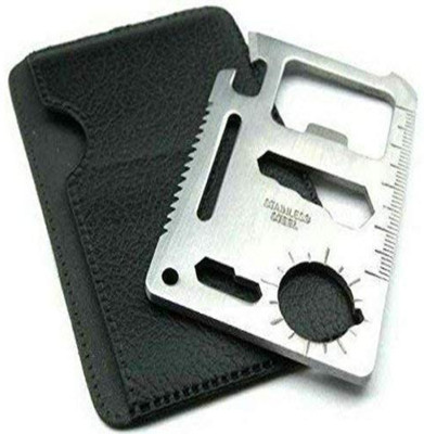 Bytezest 11 in 1 Small Ninja Multi-Purpose Credit Card Size Wallet Pocket Tool- Silver Standard Screwdriver(Pack of 1)
