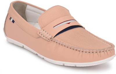 Hitz Pink Leather Slip-On Casula Loafer Shoes For Men(Pink , 9)