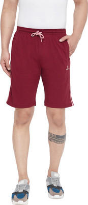 Adobe Solid Men Maroon Regular Shorts