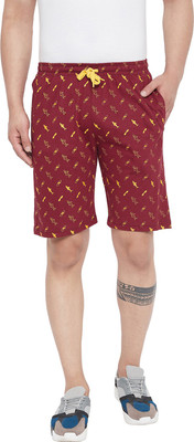 Adobe Printed Men Maroon Chino Shorts