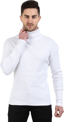 Saava Solid Turtle Neck Casual Men White Sweater