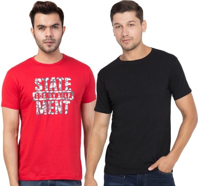 Corsair Printed Men Round Neck Red, Black T-Shirt