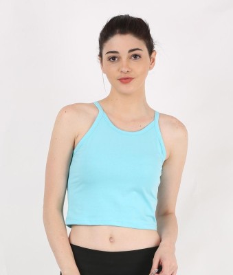 The Dance Bible Casual Sleeveless Solid Women Light Blue Top