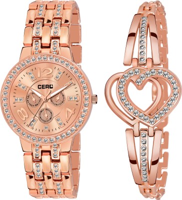 CERO Rose-Gold-52-Heart Analog Watch  - For Girls