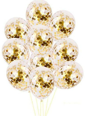 Jolly Party Printed Blooms Event Confetti Metallic Latex Ballons Golden Theme Set of 10 Balloon(Gold, Pack of 10)
