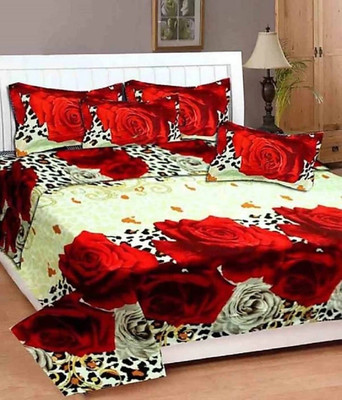 Shree Ganesh Handloom 140 TC Cotton Queen 3D Printed Flat Bedsheet(Pack of 1, Multicolor)