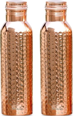 KUBER INDUSTRIES Hammered Pure Copper Water Bottle,1Ltr (Set of 2, Brown)-KUBMRT11569 1000 ml Bottle(Pack of 2, Brown, Copper)
